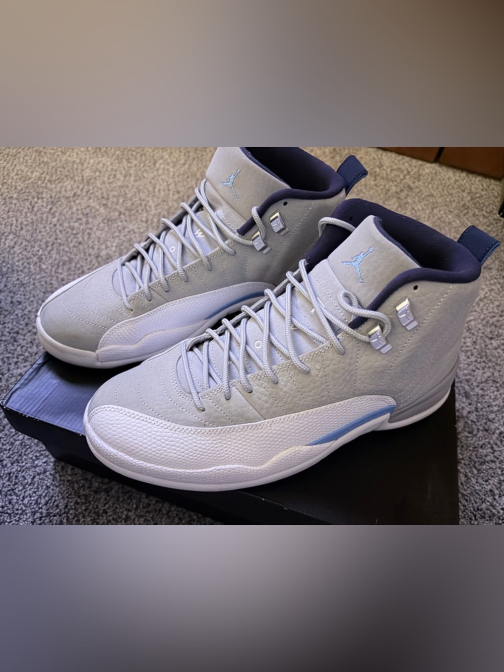 Nike Air Jordan 12 Retro sneakers in a "Grey University Blue" Men’s Size 10